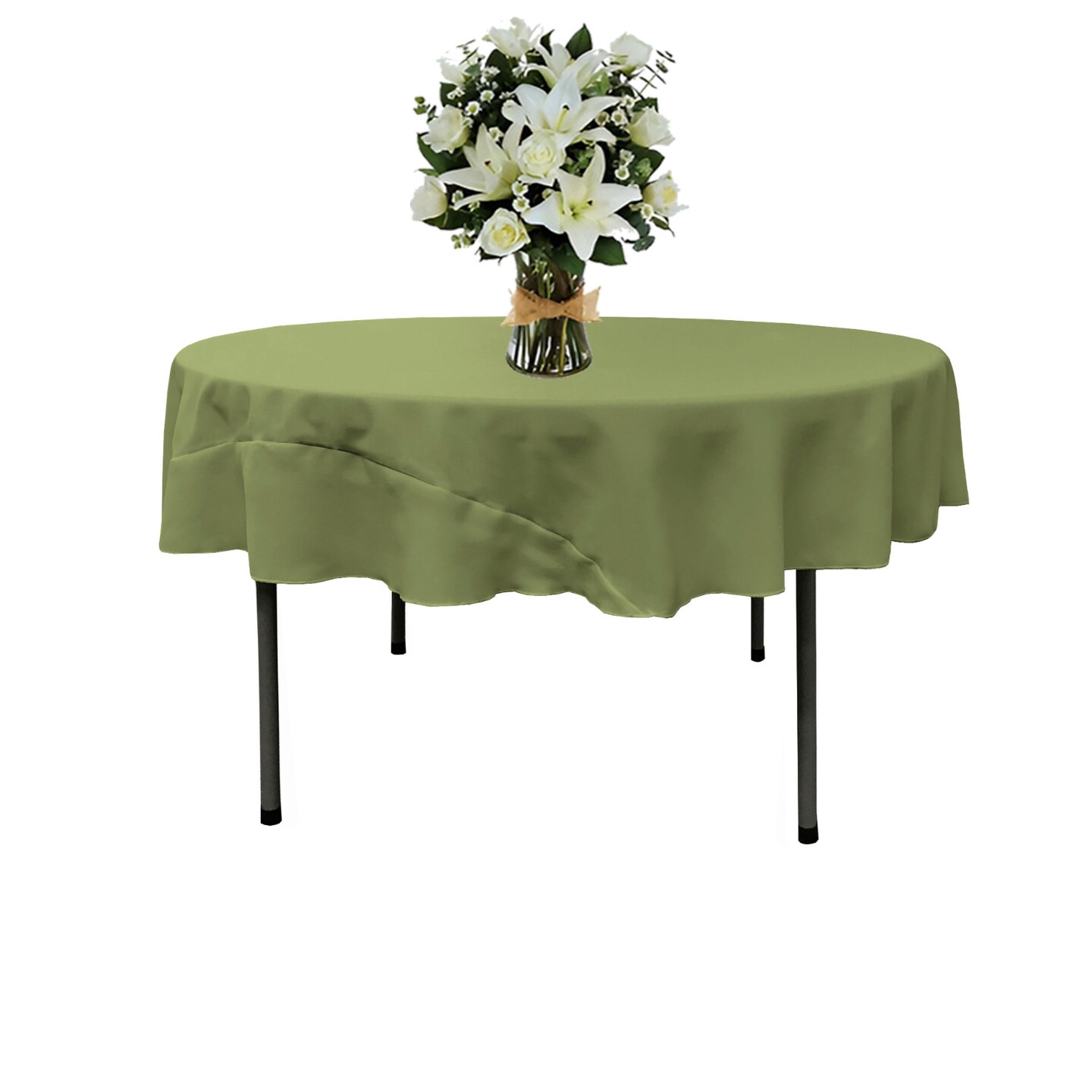 72-Inch Round Tablecloth 100% Polyester Poplin Wrinkle Resistant Durable Cover