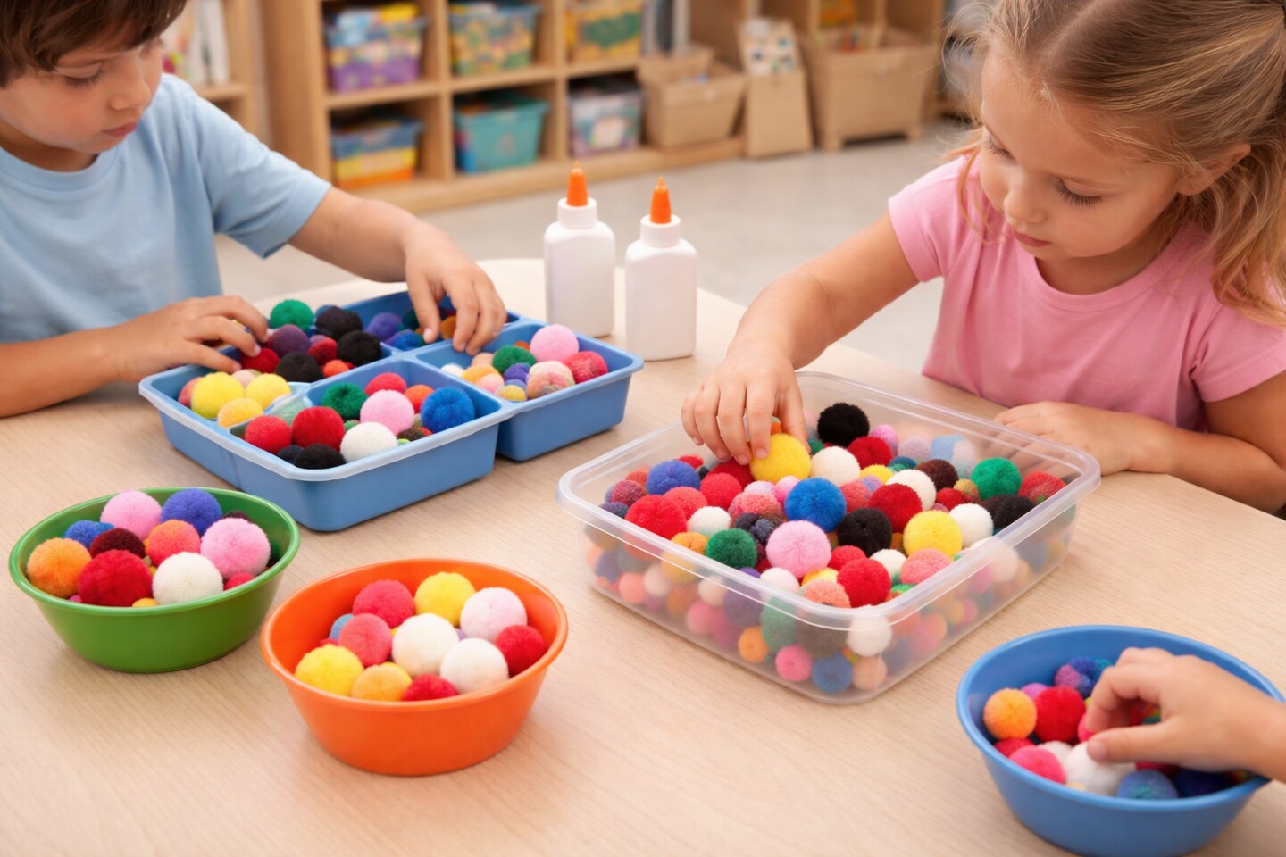 1" Craft Pom Poms 100 Pack – Assorted & Solid Colors for Kids Crafts, Classroom Art Projects & DIY Decorations