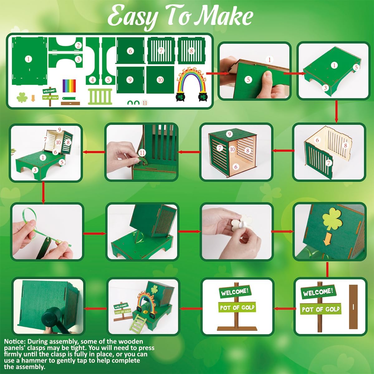 St Patricks Day Crafts for Kids: Leprechaun Trap DIY Kit Arts Toys Gifts for Classroom Activities Party Supplies Decorations - Style 5