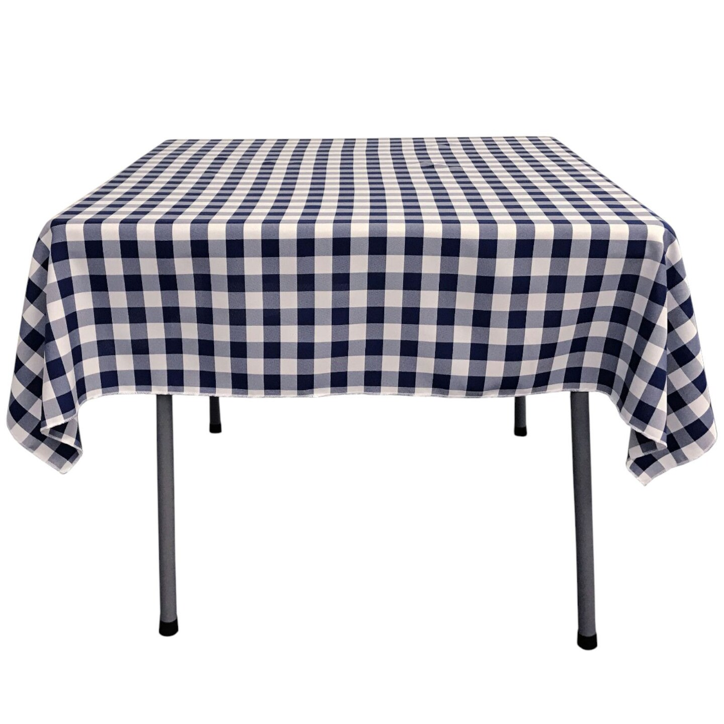 Square Gingham Tablecloth 52 Inch, Reversible Polyester Fabric