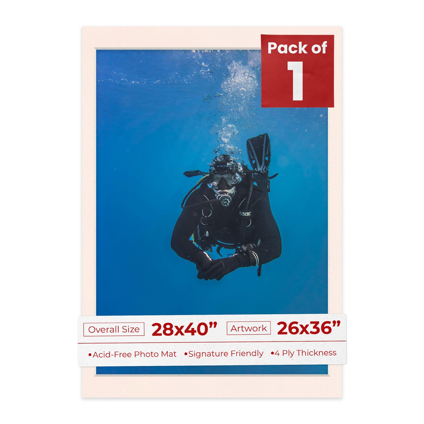 Oyster Bay Beige Mat Board for 28x40 Frames - Fits 26x36 Photos