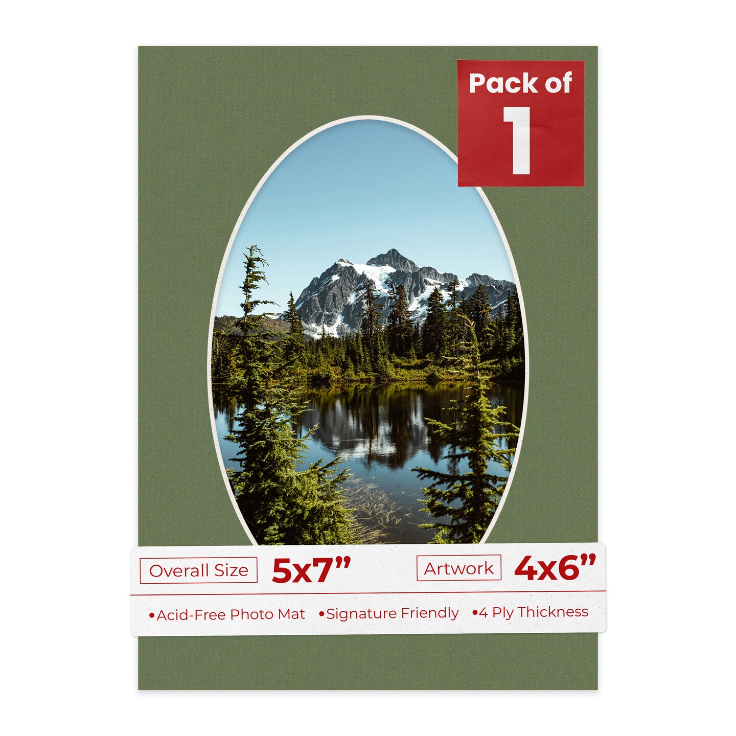 Dill Green Mat Board for 5x7 Frames - Oval Opening for 4x6 Photos
