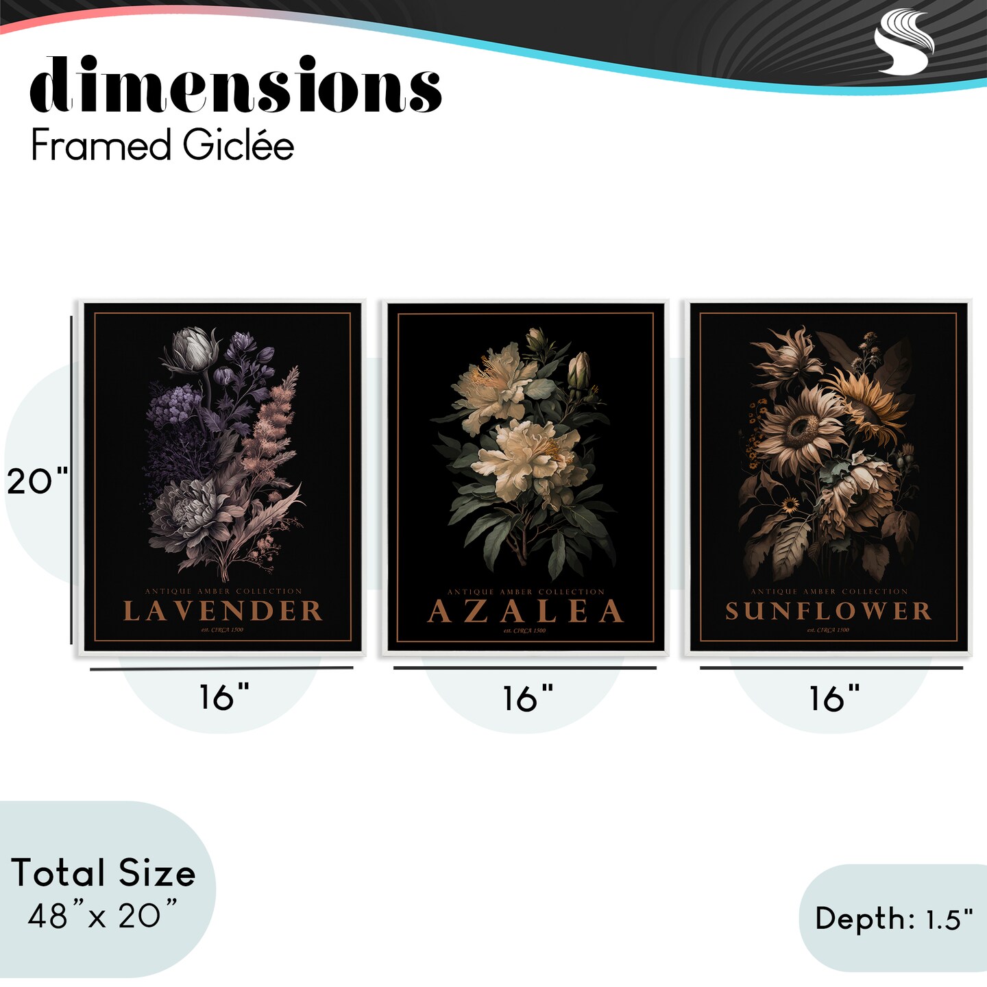 Stupell Industries Antique Botanical Herb Bushels 3pc Framed Giclee Set, design by Christopher Giampietro