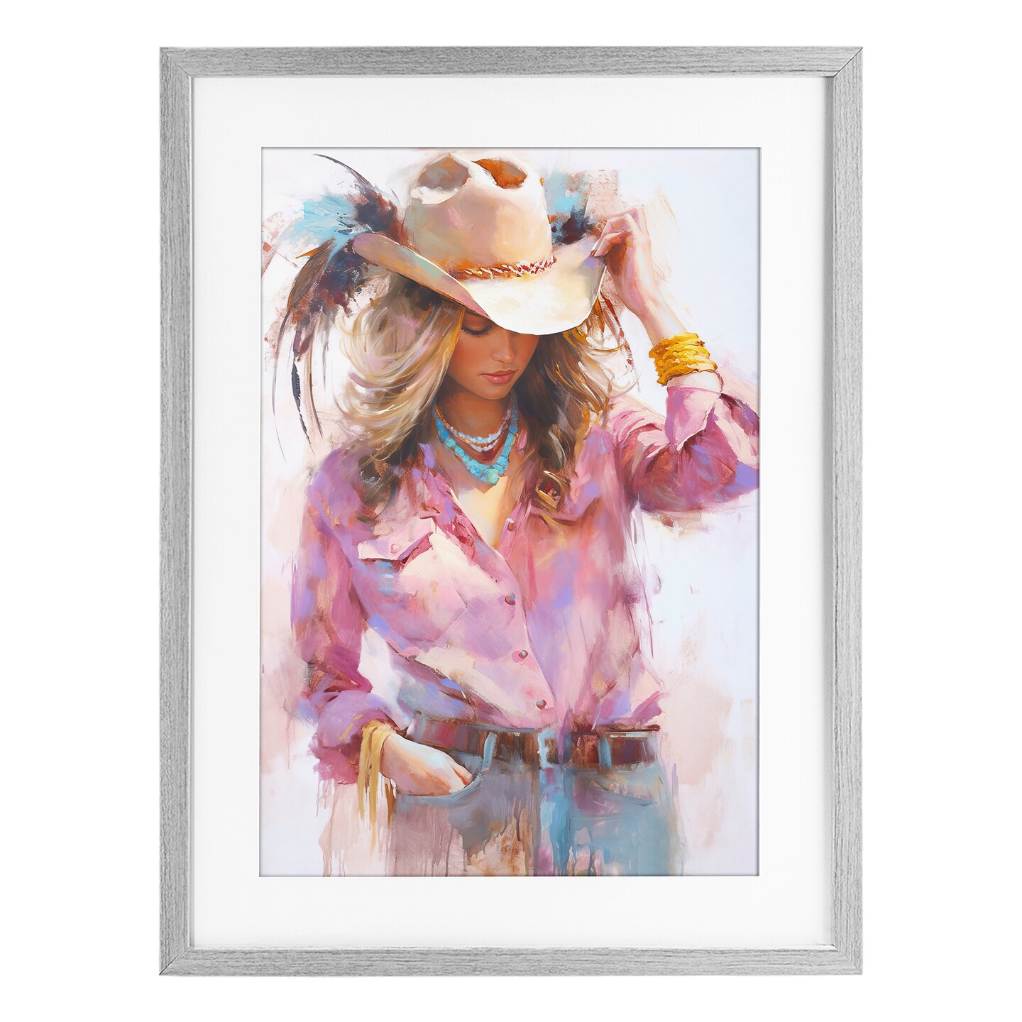 Stupell Industries Cowgirl Hat Reflections Framed Print Under Glass, design by Tina LeCour