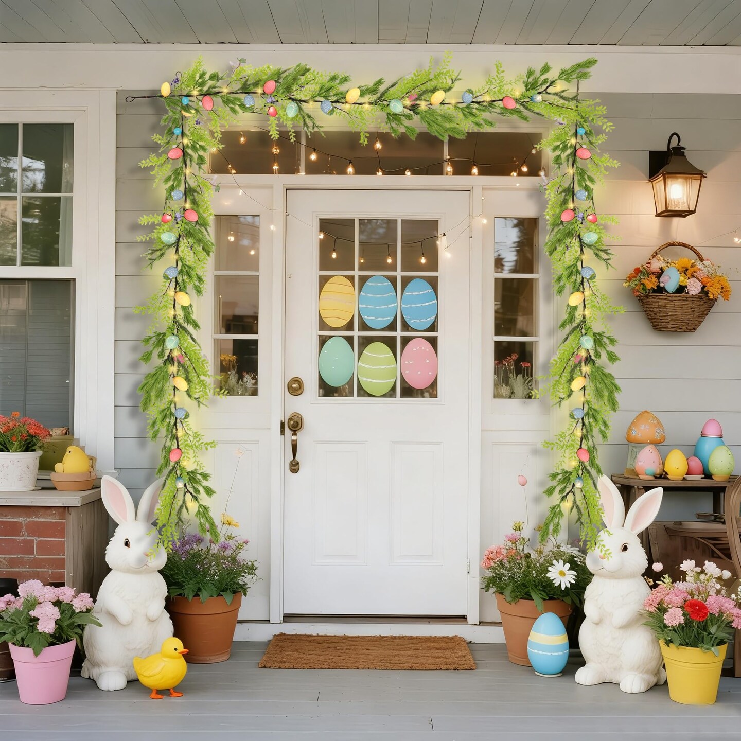 6 FT Lighted Easter Garland, Easter Decorations for Home, Egg Garland Spring Fireplace Mantel Decor, Indoor & Outdoor Holiday Parties Display