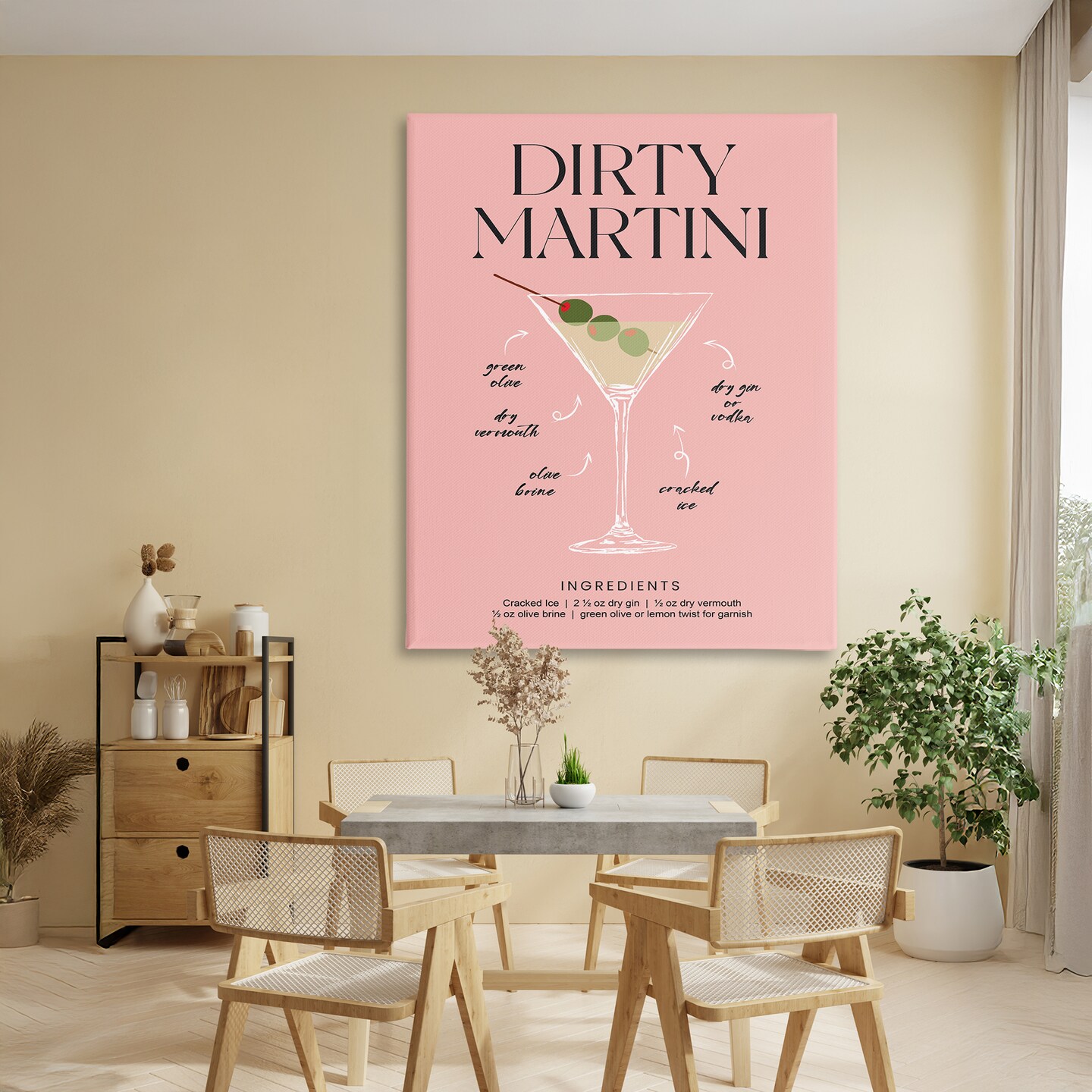 Stupell Industries Dirty Martini Pink Recipe Canvas, design by Lettered and Lined