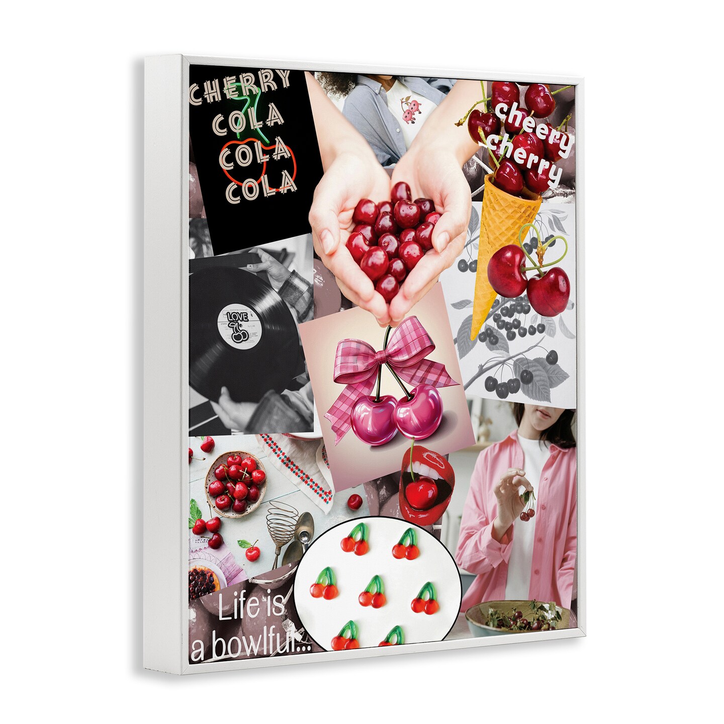 Stupell Industries Retro Cherry Mood Board Framed Giclee, design by Grotto Studios
