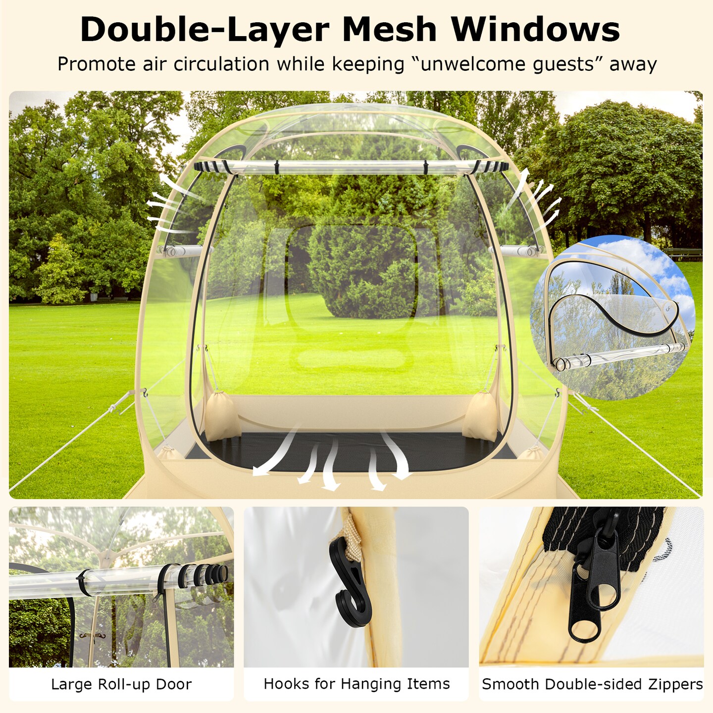 Transparent Pop-Up Bubble Tent Instant Setup Outdoor Camping Sports Shelter