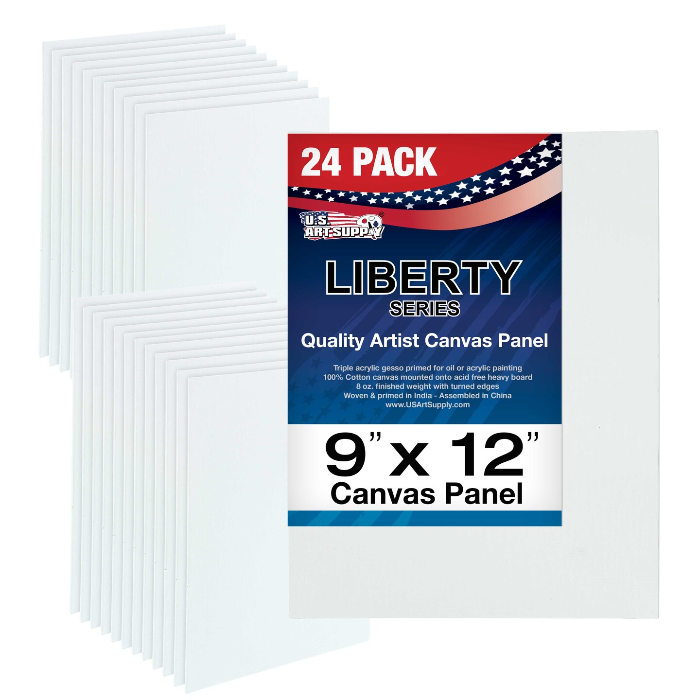 9 X 12 Inch Professional Art Canvas Board Panels 24 Pack - 8 Ounce Heavyweight Cotton Acid Free Canvases for Painting Acrylics and Watercolor (1 Case of 24 Single Canvas Painting Panels)