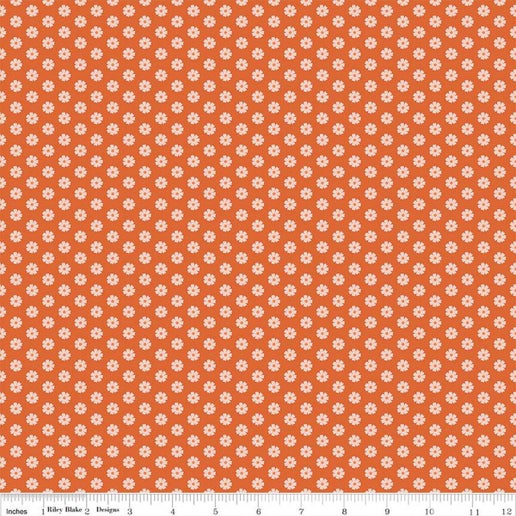 Riley Blake Besties Flowers Persimmon Cotton Fabric by the Yard