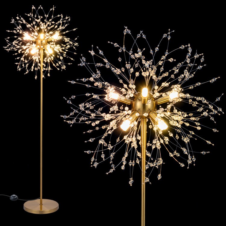 63-Inch Decorative Floor Lamp with Sparkling Acrylic Crystals