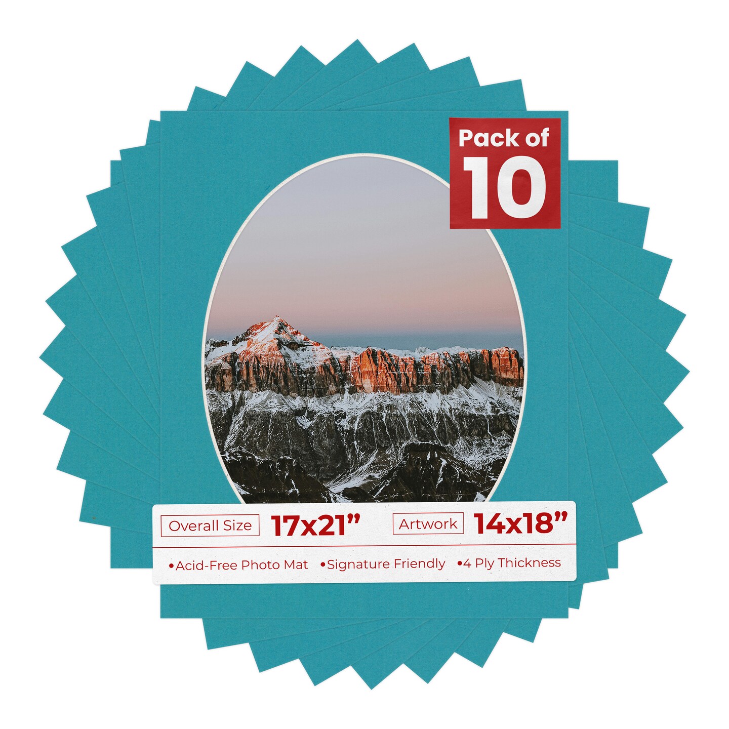Ocean Blue Mat Board for 17x21 Frames - Oval Opening for 14x18 Photos ...