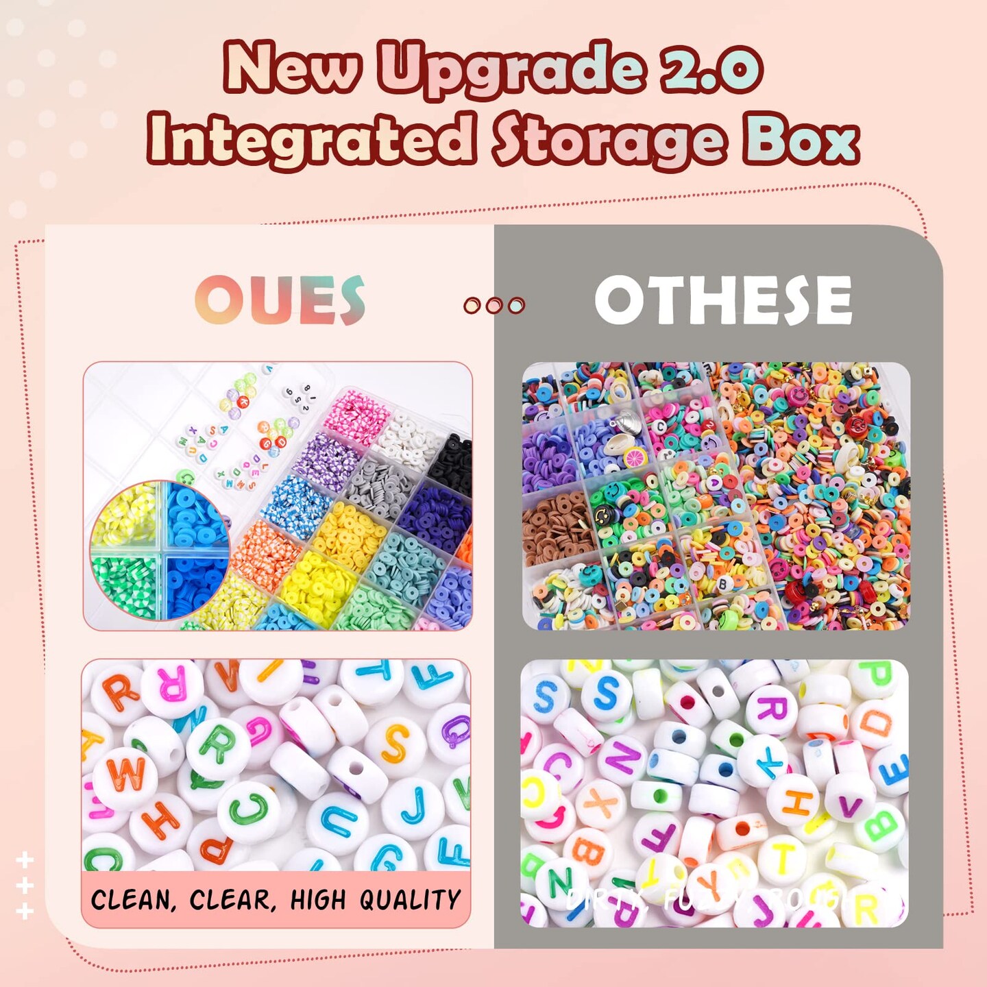 Clay Beads Friendship Bracelet Making Kit, 2 Boxes 7200 Pcs Clay Beads 24 Colors Flat Disc Heishi Bead for Jewelry Making Preppy Set with Glow Number Letter Bead