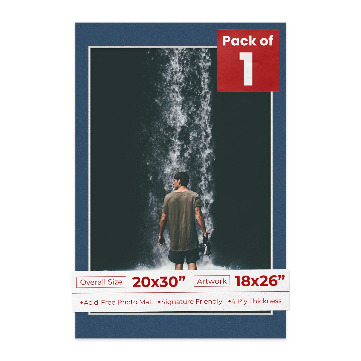 Ink Blue Mat Board for 20x30 Frames - Fits 18x26 Photos, Color: Blue ...