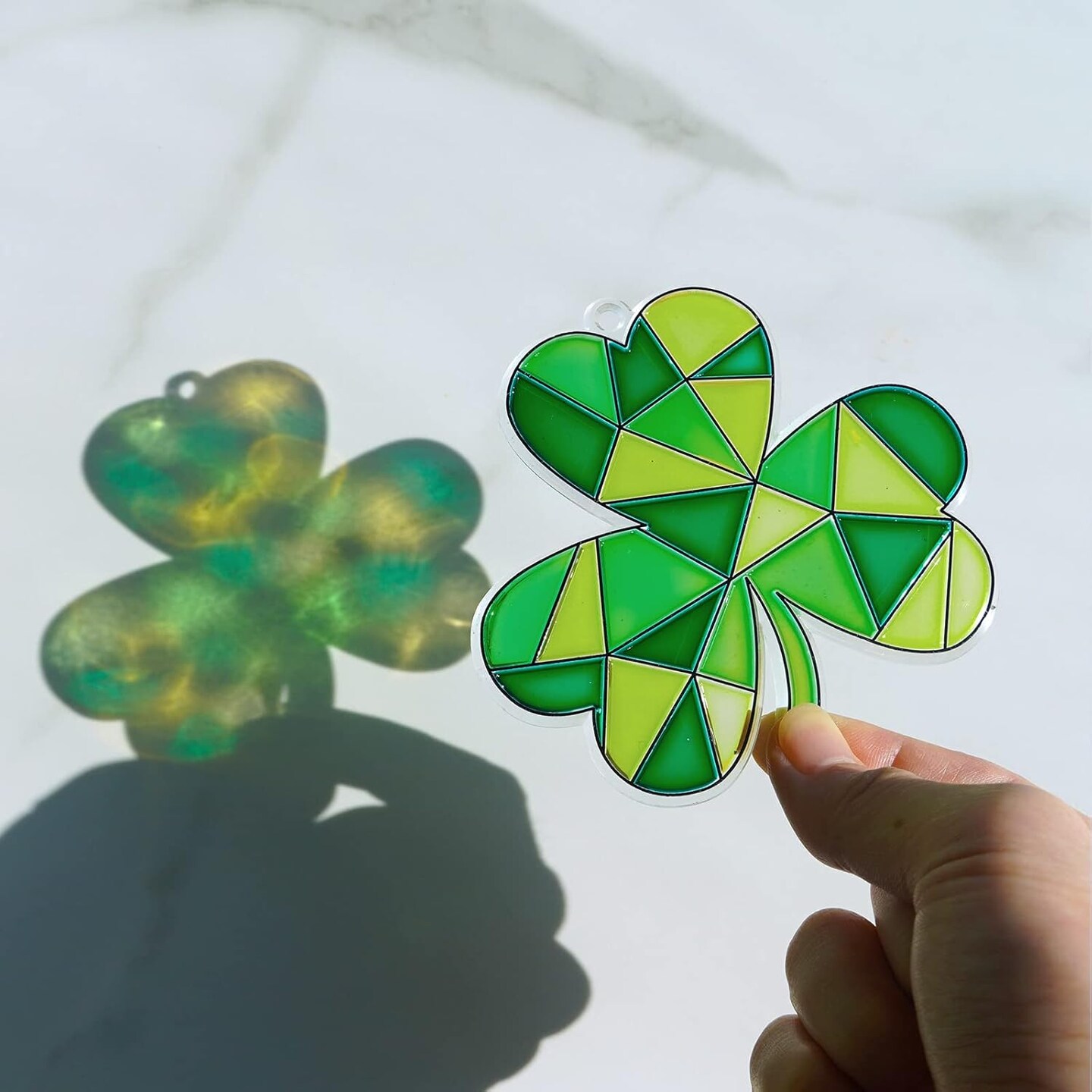 27-Piece St. Patrick’s Day Shamrock Suncatcher Craft Kit – DIY Window Paint Art, Lucky Four-Leaf Clover Ornaments for Kids, Classroom, and Party Decorations