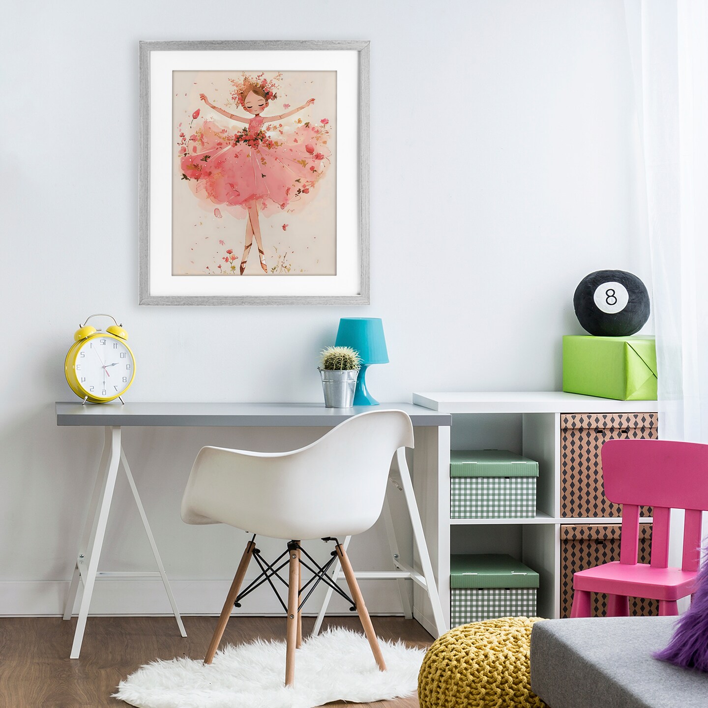 Stupell Industries Pink Floral Dress Ballerina Framed Print Under Glass, design by Creative Studio