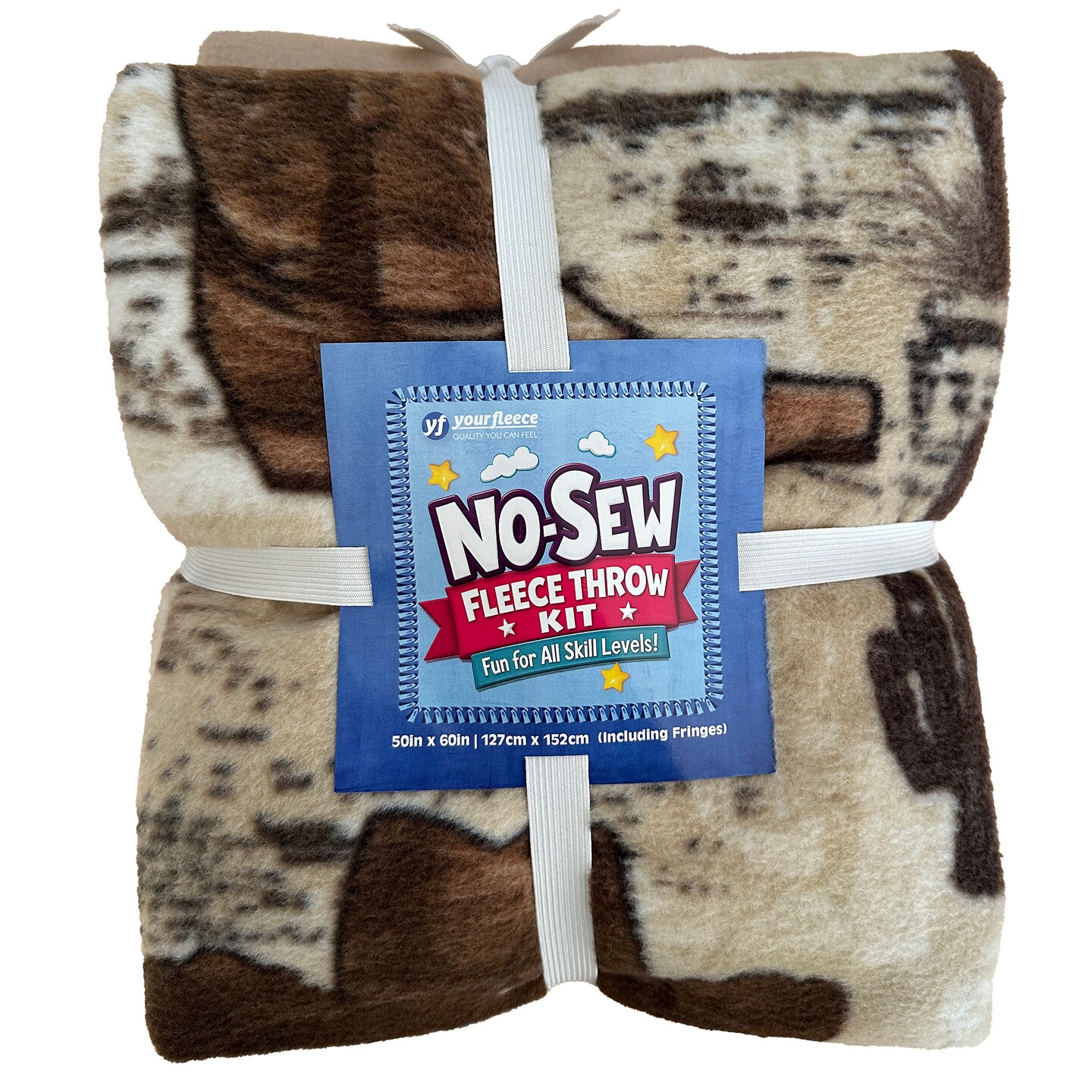 Old Wild West Anti-Pill Premium No-Sew Throw Fleece Fabric Kit