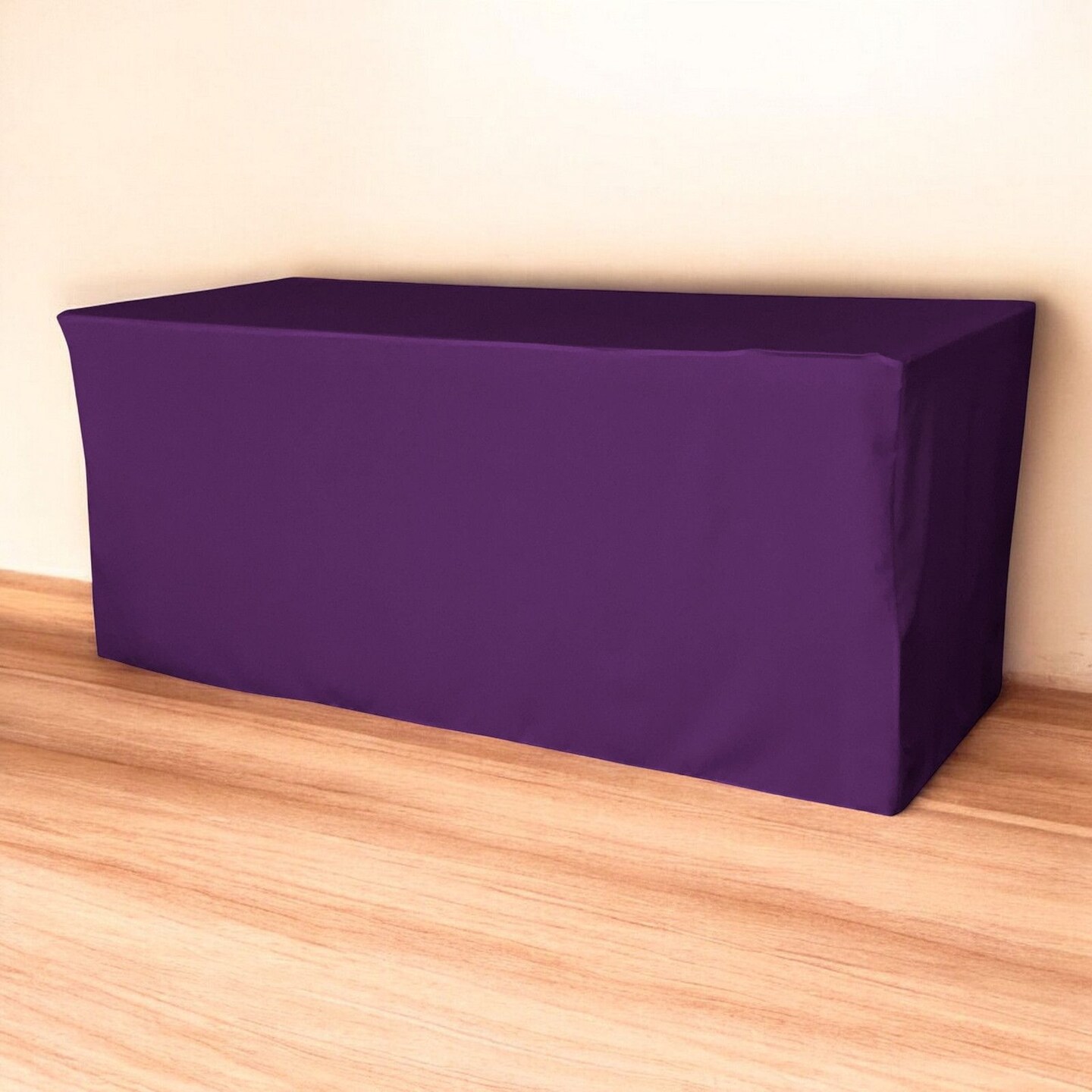 96 Inch Rectangular Black Fitted Tablecloth for Folding Table