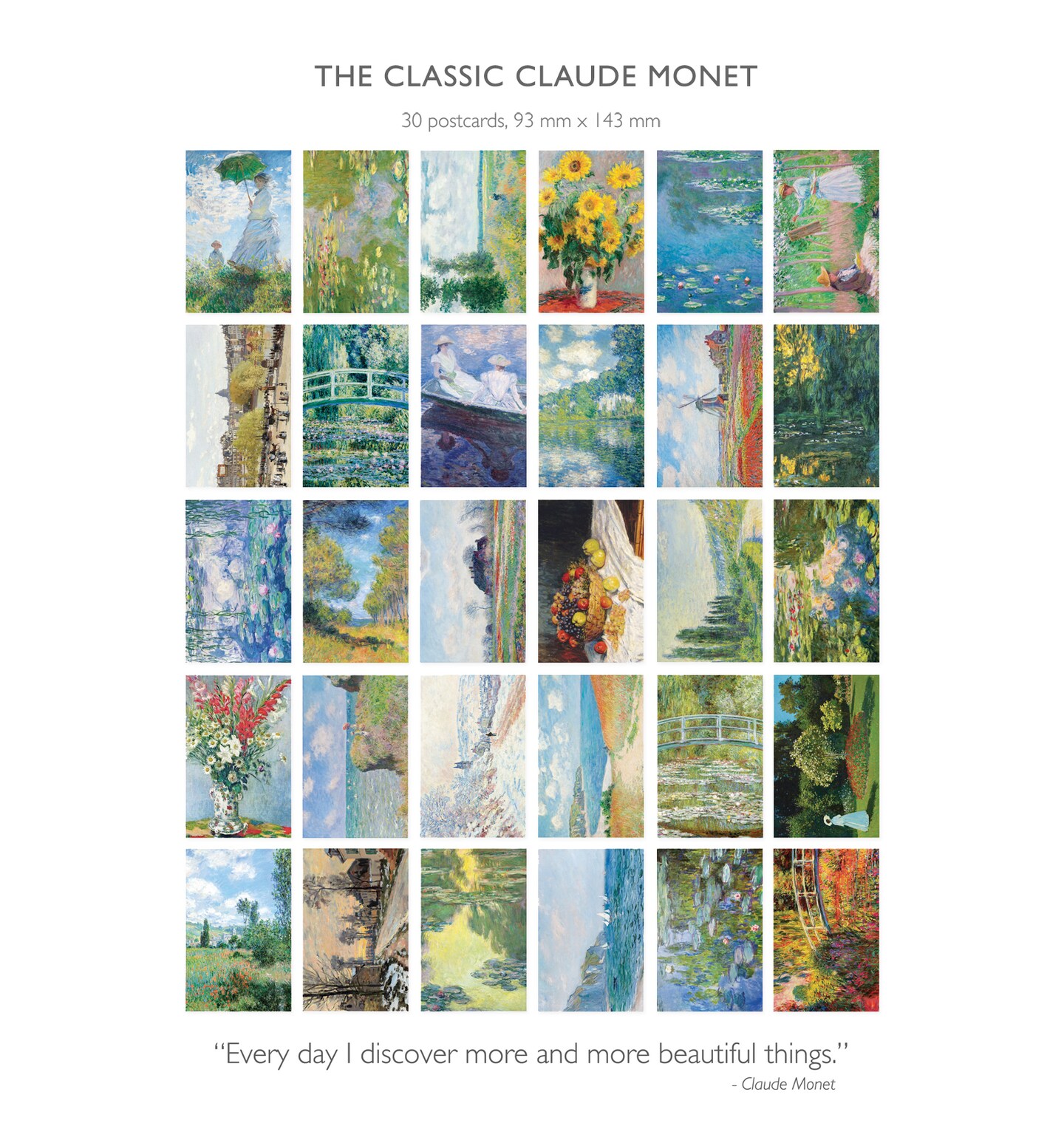 Claude Monet Postcard Set: Pack of 30 Impressionist Art Print Postcards by Wintertime Crafts