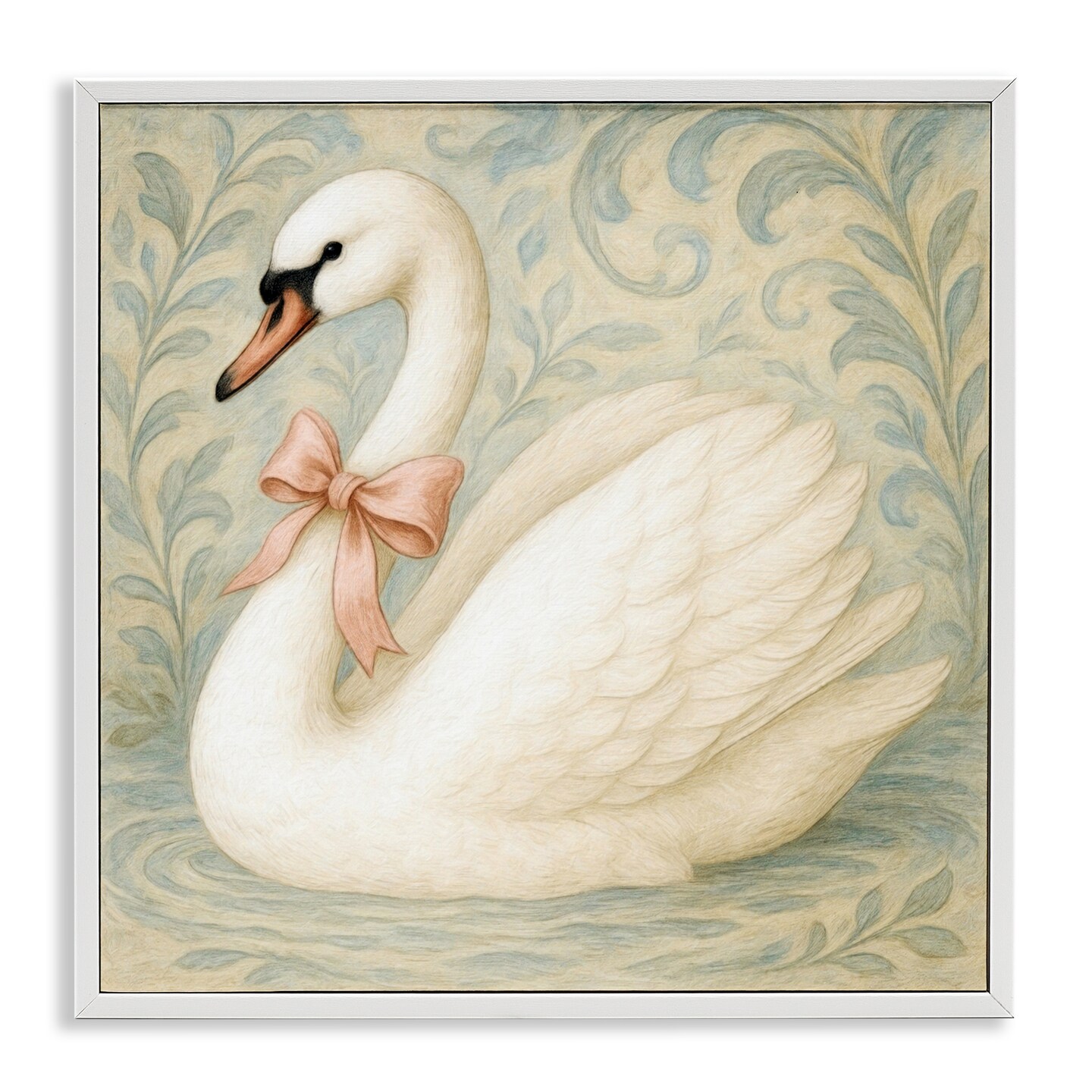 Stupell Industries Vintage Leaves Swan Framed Giclee, design by Grotto Studios