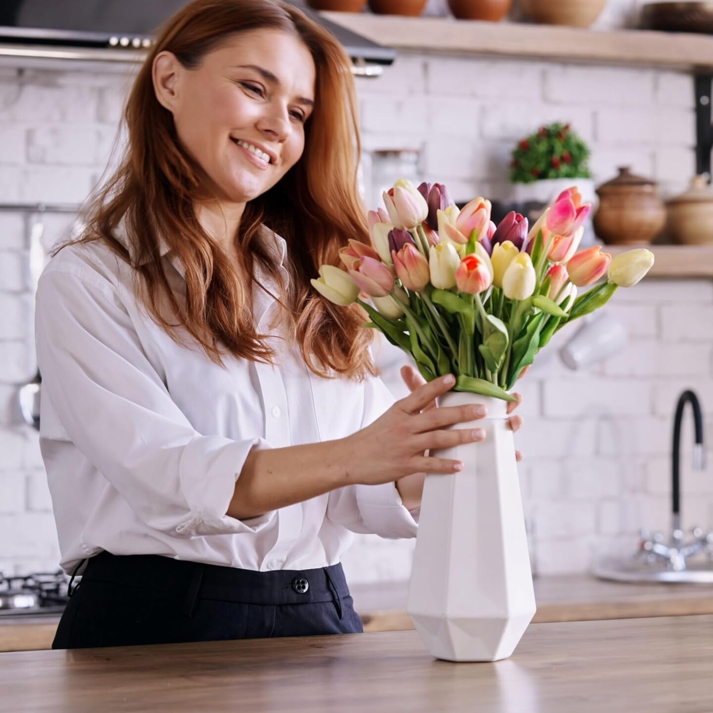 15 Pcs Real Touch Artificial Tulips – PU Faux Flowers for Home, Wedding & Party Decorations (Multi-Color)