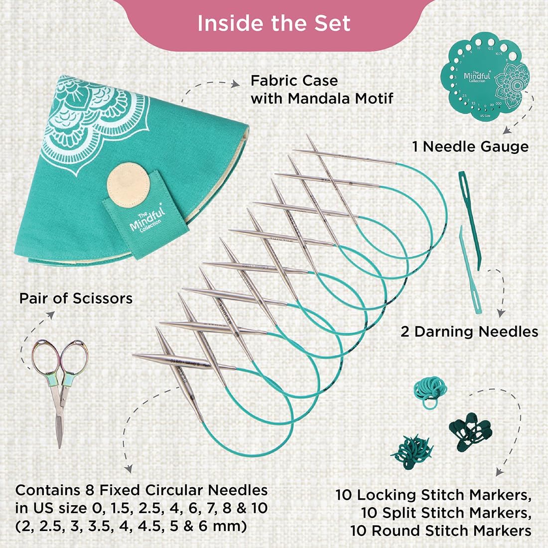 KnitPro The Mindful Collection Grace Interchangeable Circular Needle Set 4" (10cm)
