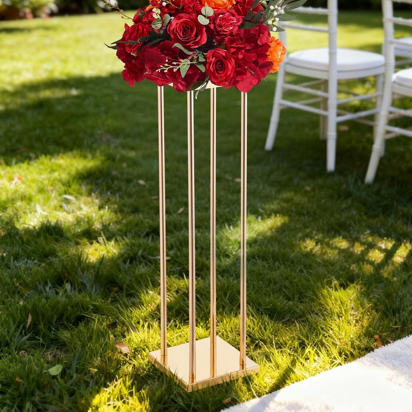 Gold Metal Cube Column Centerpiece Flower Stand 10PCS for Event Decor