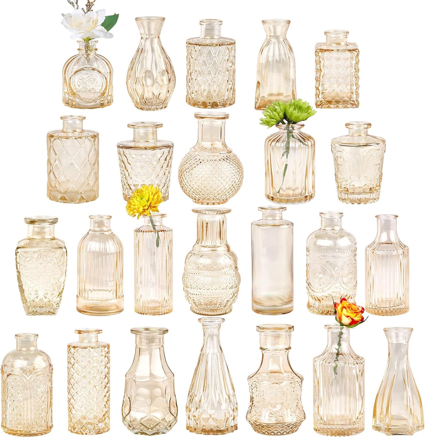 24PCS Glass Bud Vases Set Small Flower Vases for Centerpieces