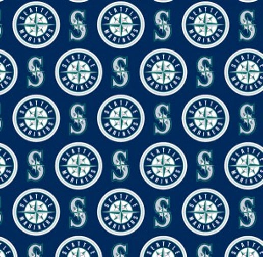 Licensed MLB Seattle Mariners Blue Cotton 6655-B Fabric by the Yard