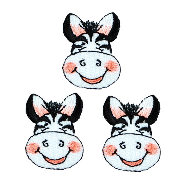BaZooples Iron-on Patch Applique/Patch Zach Zebra Head Pack of 3