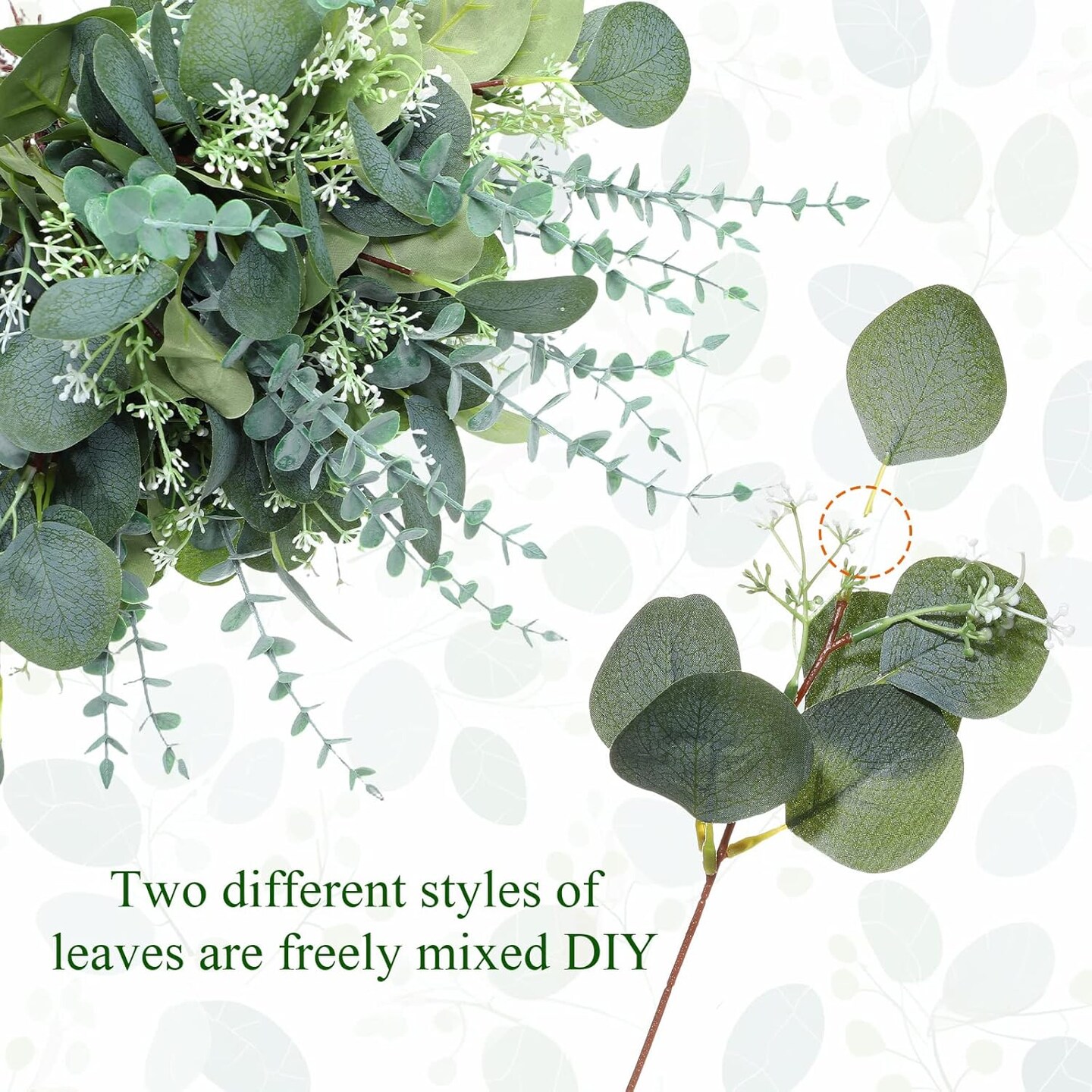 Mixed Eucalyptus Leaves Stems Bulk Silver Dollar Artificial Greenery Leaves Stems Fake Plant Branches for Wedding Bridal Bouquets, Floral Arrangements, Centerpiece, Home Decor(Green,150 Pcs)