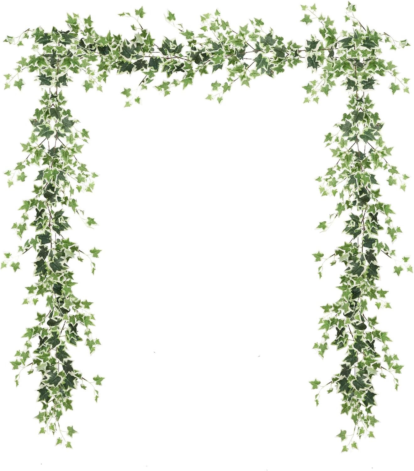Ivy Vines&#xFF0C;71 Inch 2 Pcs, Fake Ivy Vines Garland, Green and White Vine&#xFF0C; Faux Ivy, Vines for Bedroom,Wall Decorations Vine&#xFF0C;Garden Party Decorations Ivy, Wedding Decor Vine
