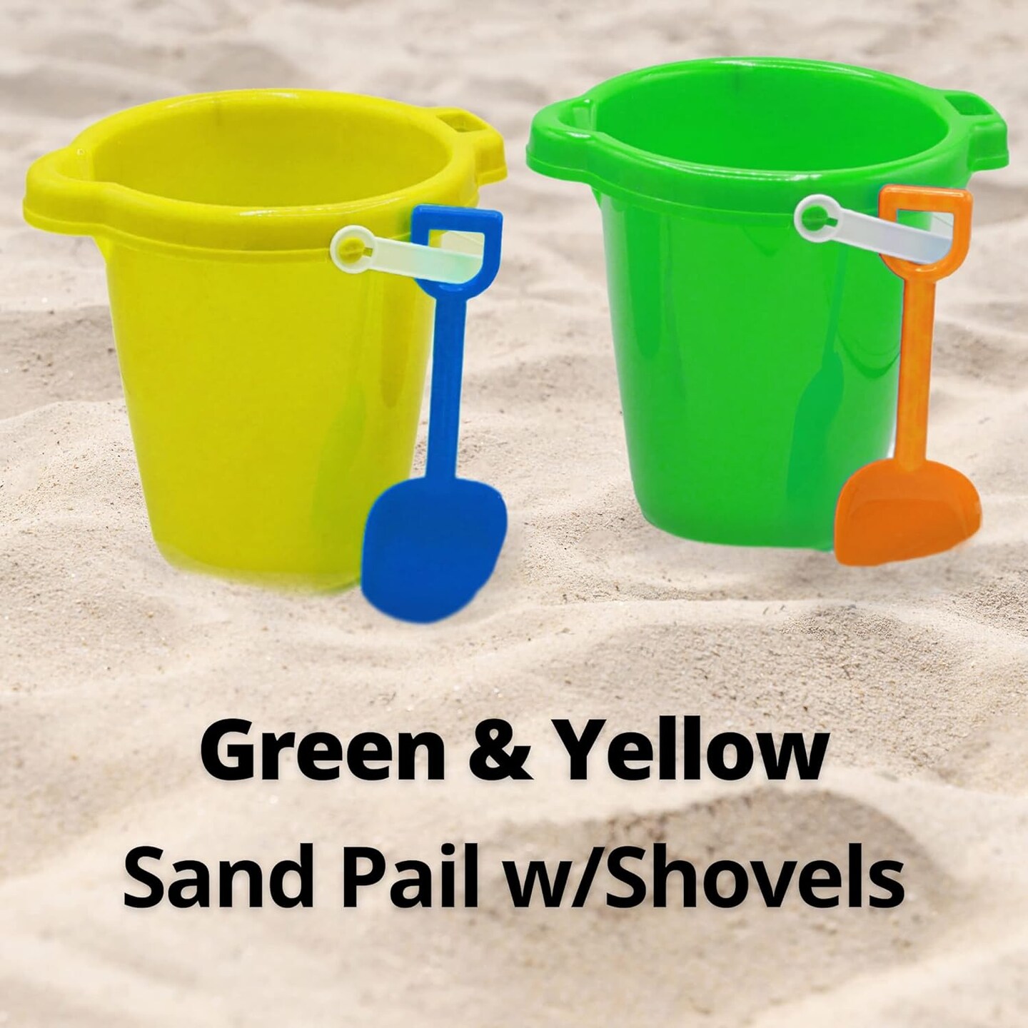 4E&#x27;s Novelty 2 Pack Beach Buckets with Shovels &#x2013; 7.5&#x22; Sand Buckets &#x26; Shovels for Sand &#x26; Outdoor Play