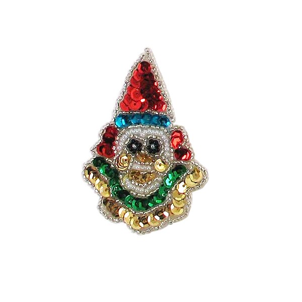 3&#x22; x 2&#x22; Mardi Gras Happy Clown Face Sequin Applique/Patch