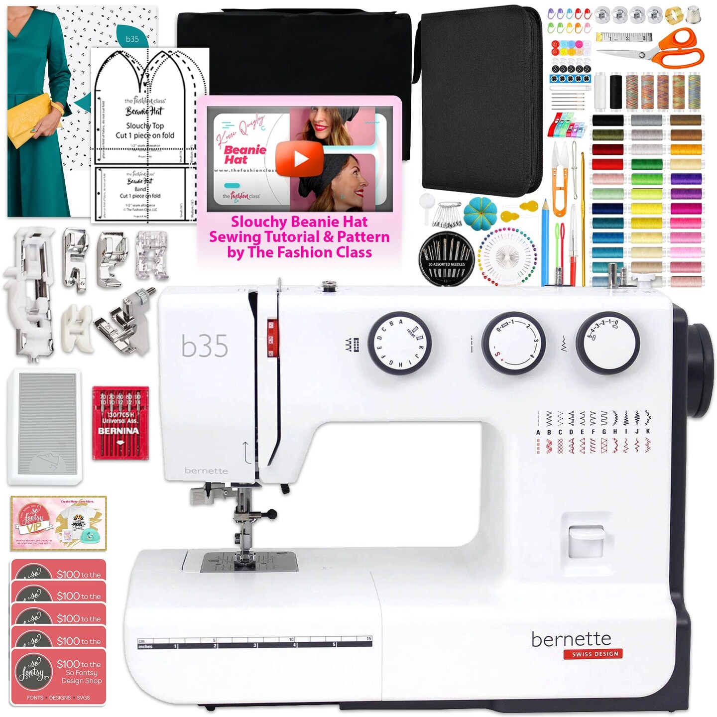 Bernette B35 Sewing Machine Bundle &#x26; 230+ Accessories