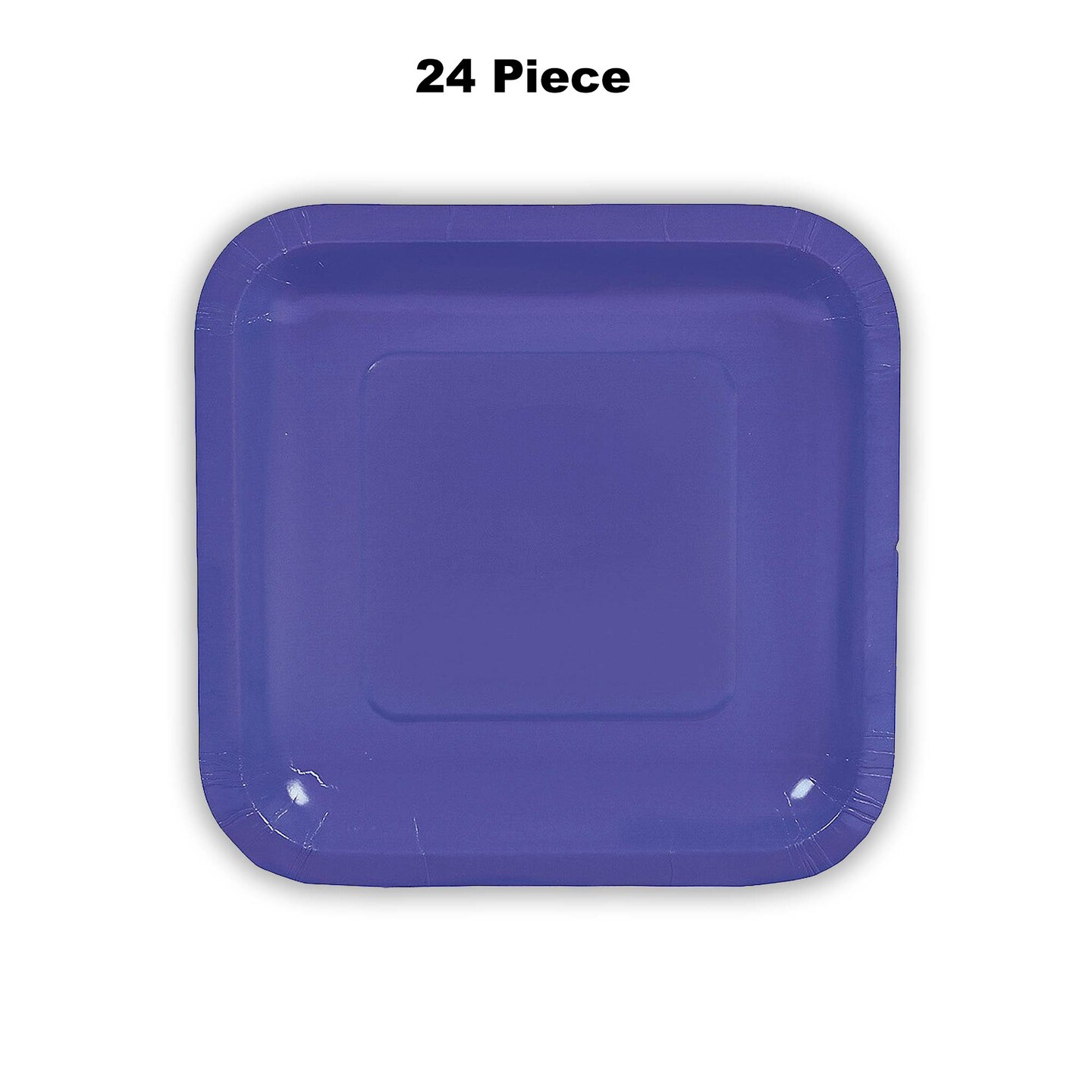 24 Count Purple Square Paper Dessert Plates for Party Supplies Baby Shower Wedding 7"