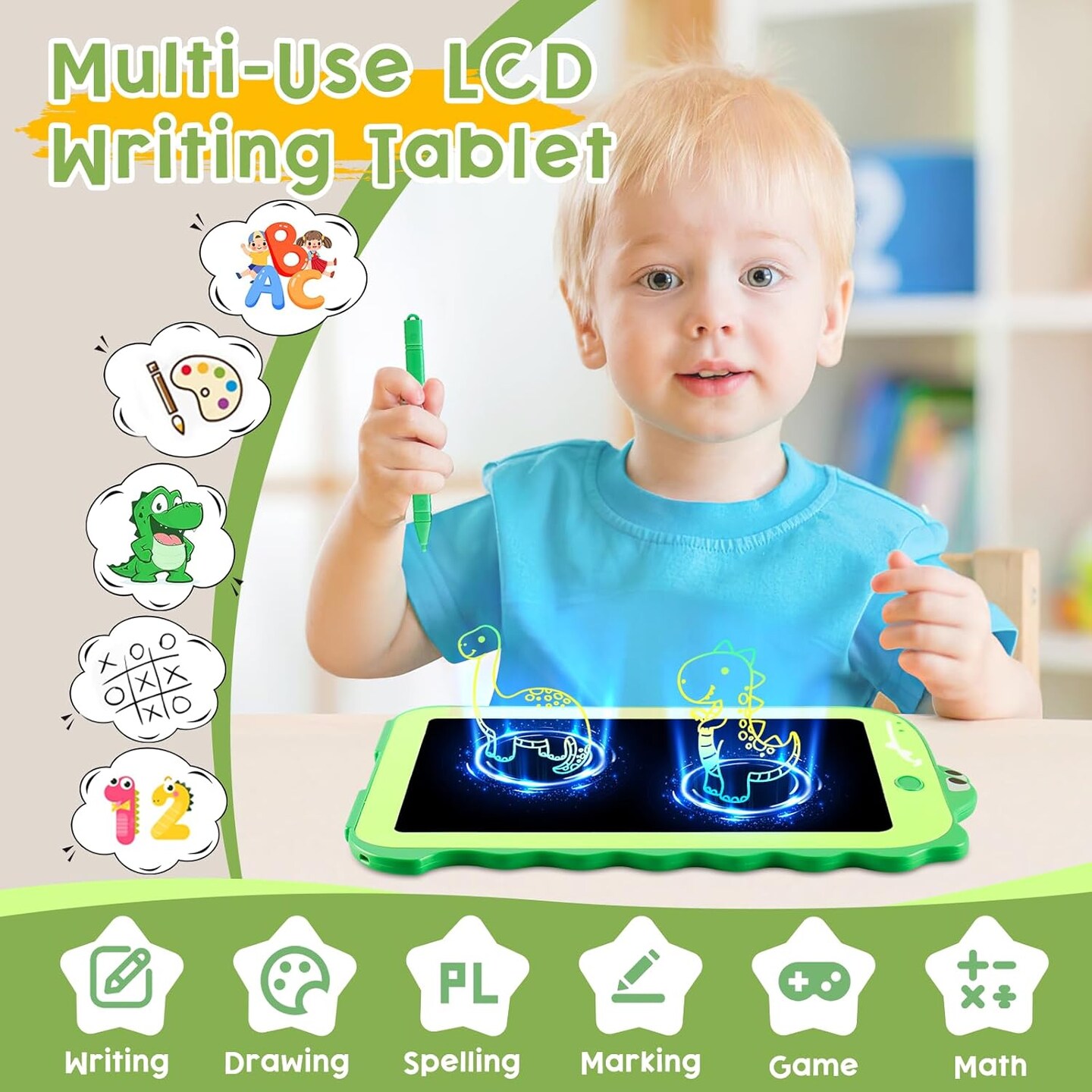 Teriph LCD Writing Tablet Green Dinosaur