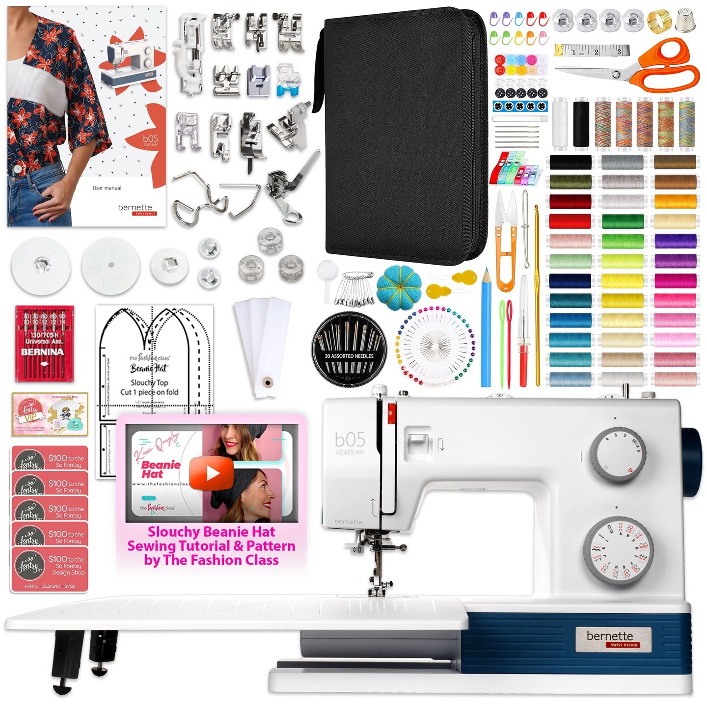 Bernette B05 Academy Sewing Machine Bundle with 250+ Accessories