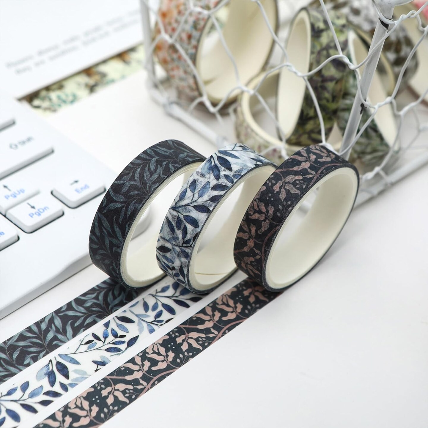 Flowers Washi Tape Set 60 Rolls Leaves Patterns - (Autumn)