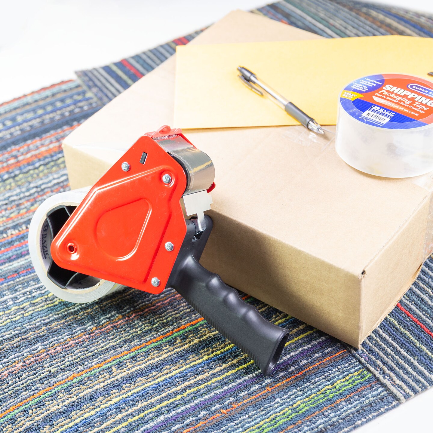 BAZIC Packaging Tape Dispenser, (2) 1.88" X 54.6 Yards Clear Tape