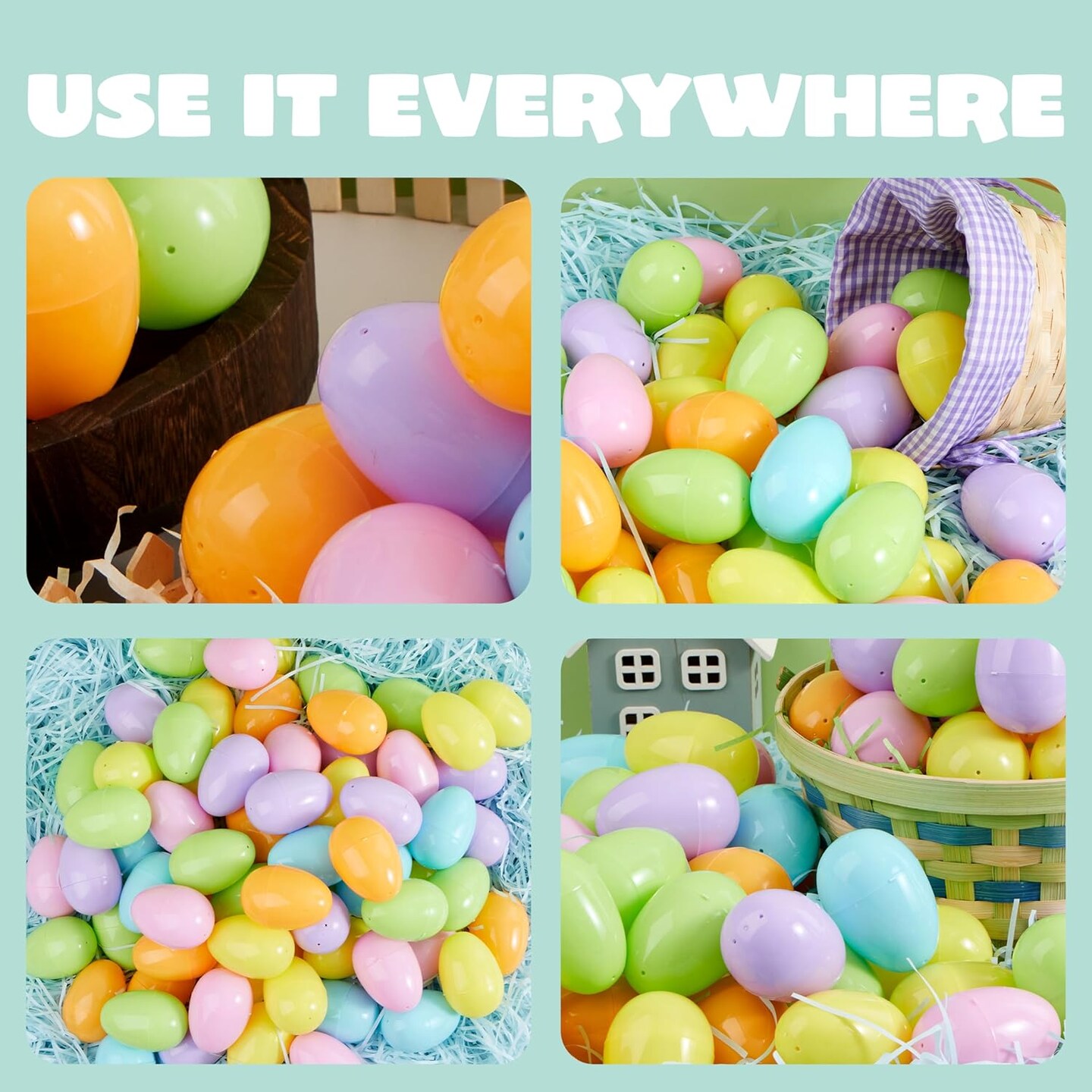 3.15" Pastel Easter Eggs, 200PCS Large Plastic Eggs, Empty Colorful Fillable Eggshells for Easter Hunt, Party Favor, Basket Stuffers Filler, Classroom Prize Supplies