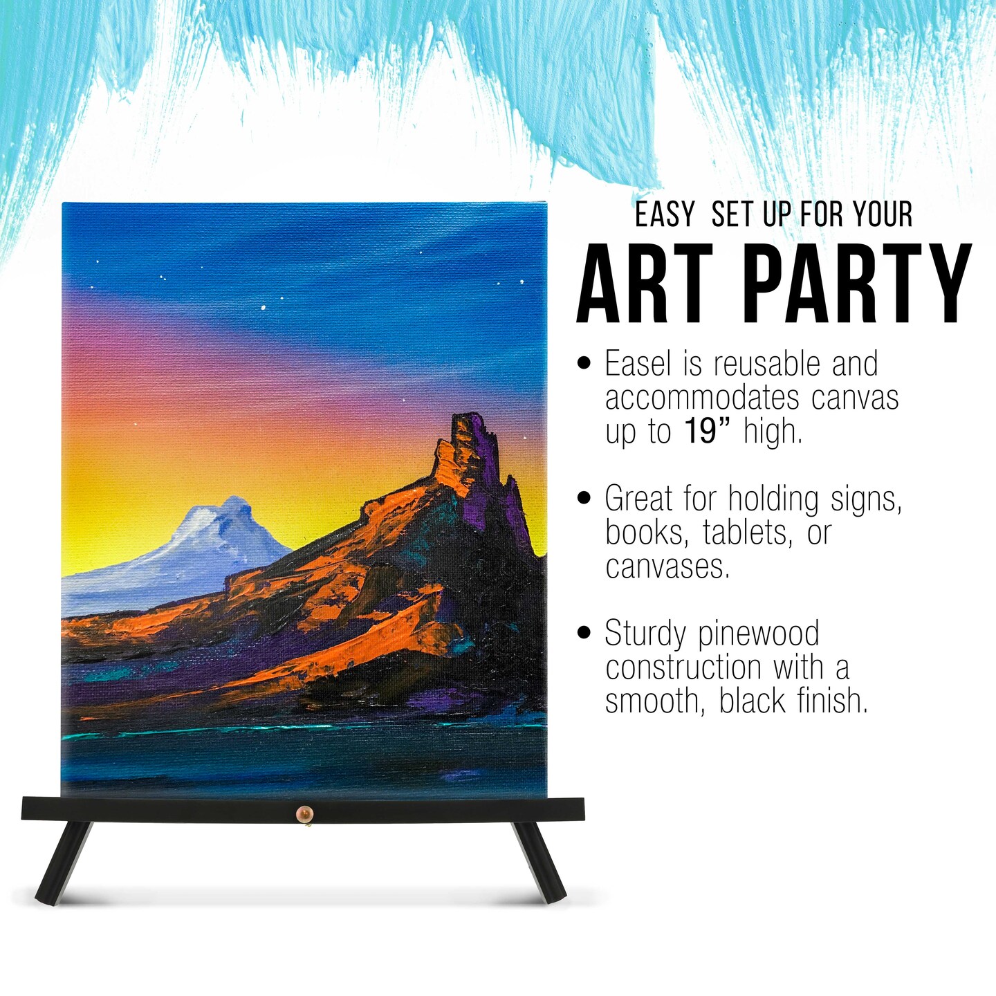 20&#x22; Large Black Wood Display Stand A-Frame Artist Easel, 2 Pack - Adjustable Wooden Tripod Tabletop Holder Stand for Canvas, Painting Party, Signs