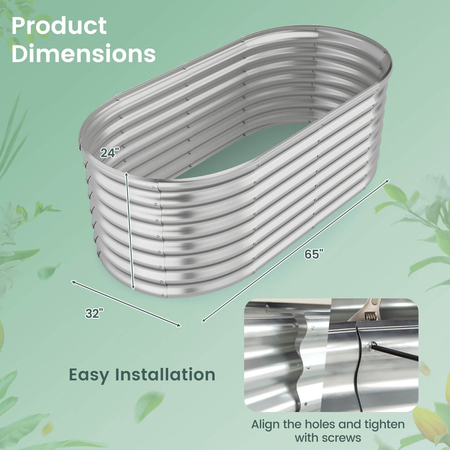 Costway Raised Garden Bed Kit Planter Raised Garden Boxes Outdoor 65" x 32" x 24"