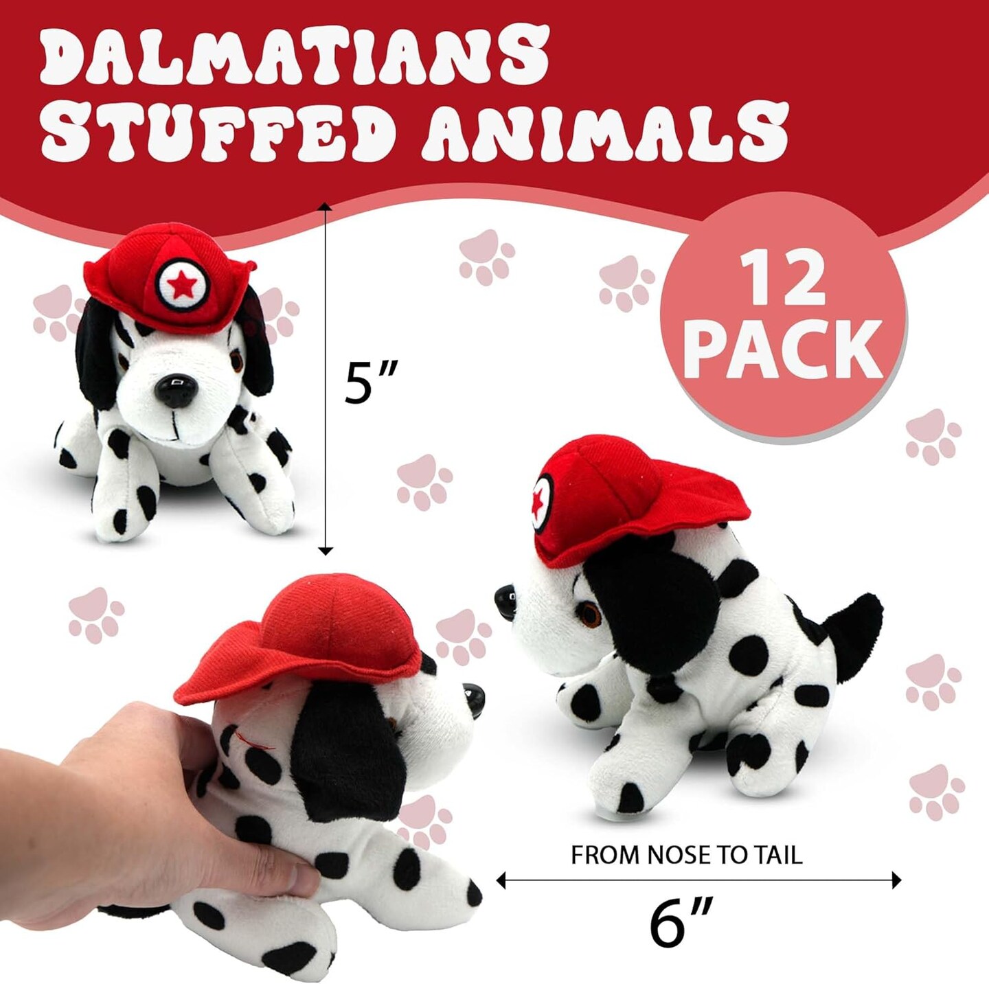 4E&#x27;s Novelty 12 Pack Dalmatians Stuffed Animals - Stuffed Dalmatian Dog Plush, Dalmatian Dog Toy for Kids