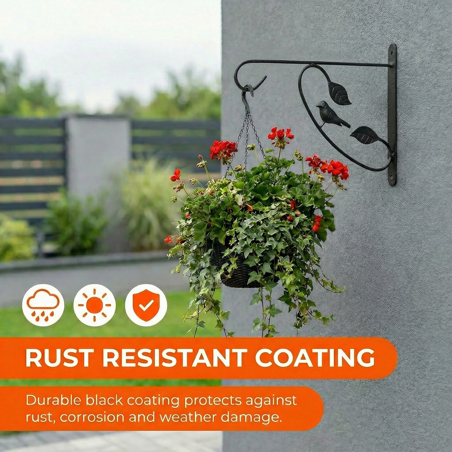 Scroll-Design Metal Wall Bracket for Hanging Accessories and Flowerpots for Indoor & Outdoor Use