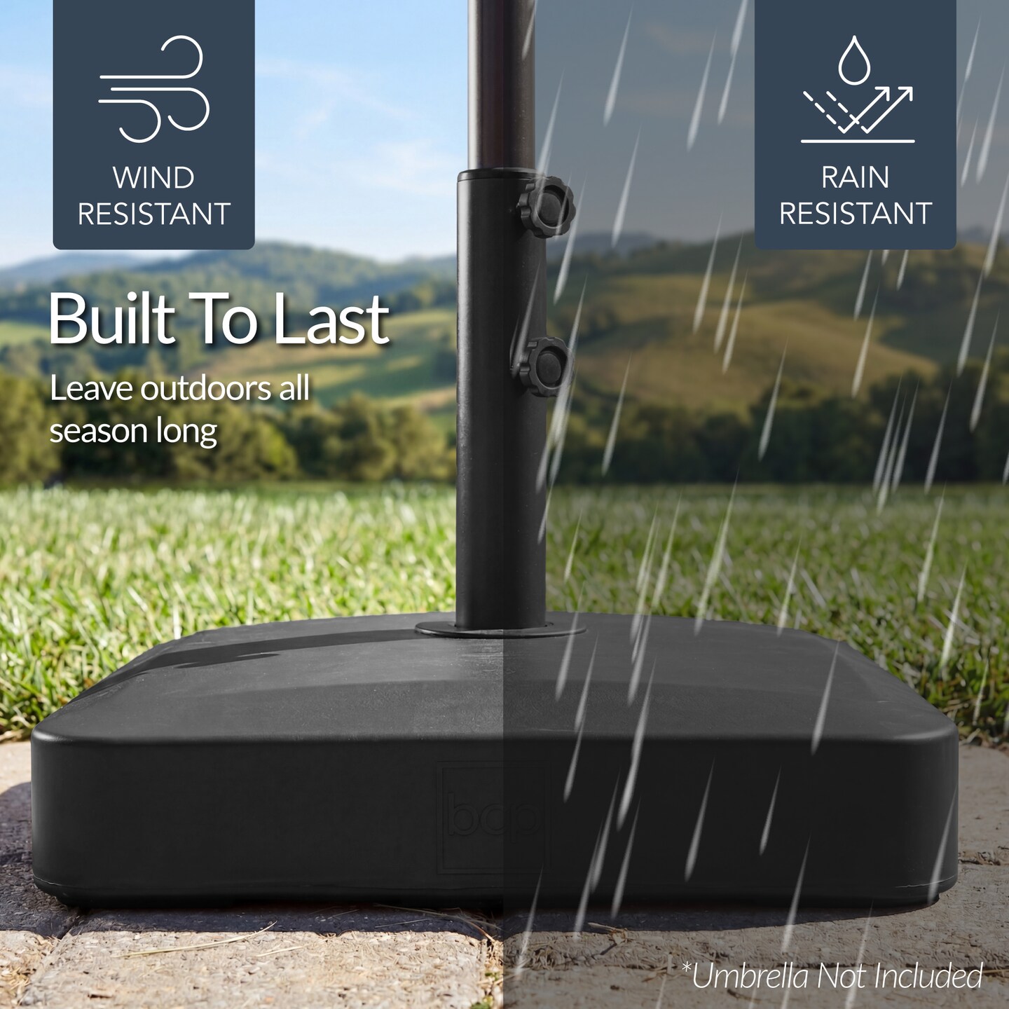 Best Choice Products Fillable Plastic Patio Umbrella Base Stand, Pole Holder w/ Adjustment Knob, Asscher Design