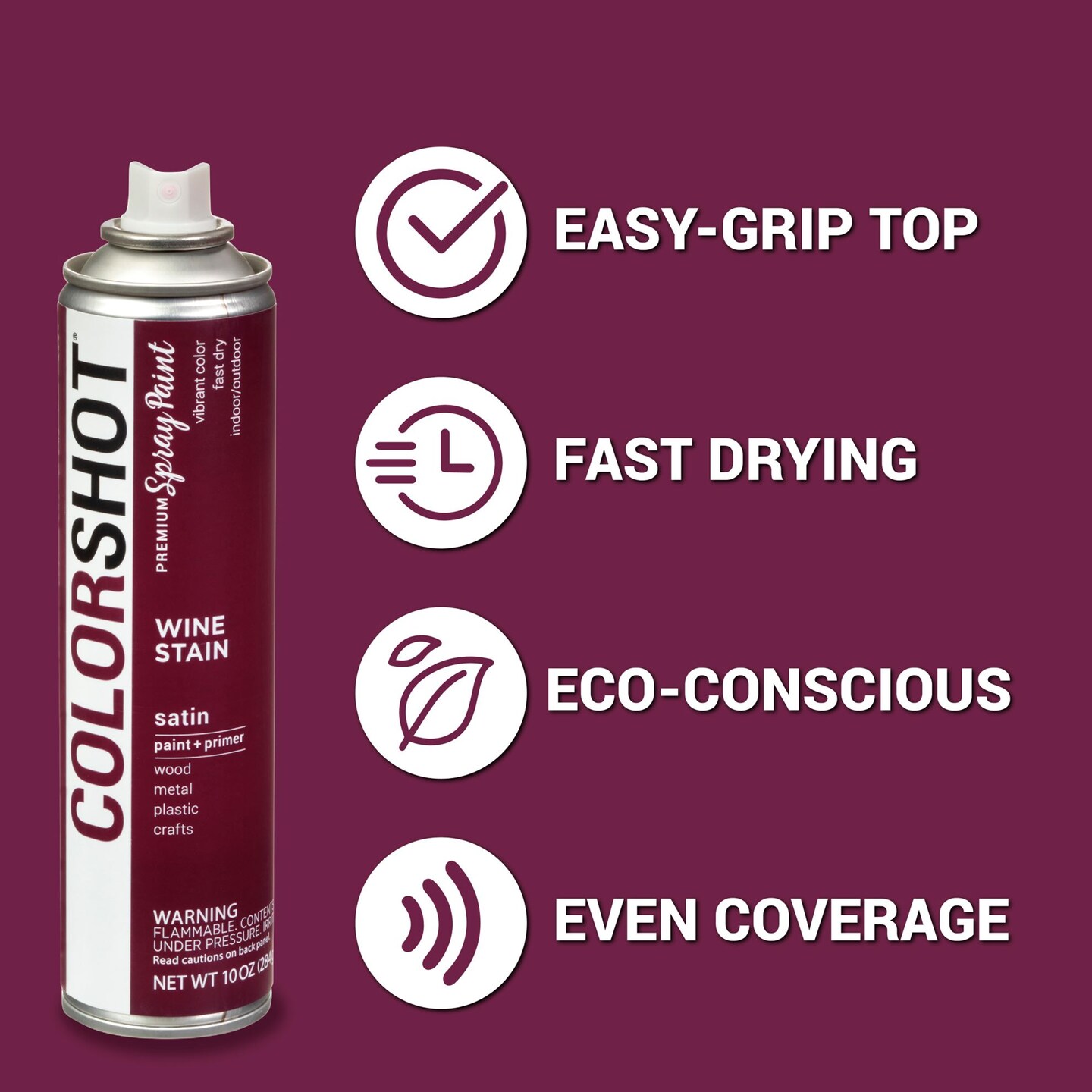 COLORSHOT Satin Spray Paint Wine Stain (Burgundy) 10 oz. 4 Pack