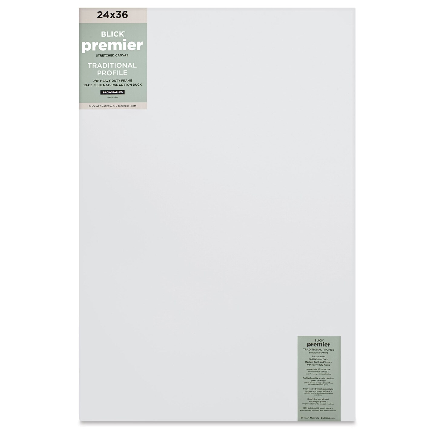 Blick Premier Stretched Cotton Canvas - Traditional Profile, Back-Stapled, 24&#x22; x 36&#x22;