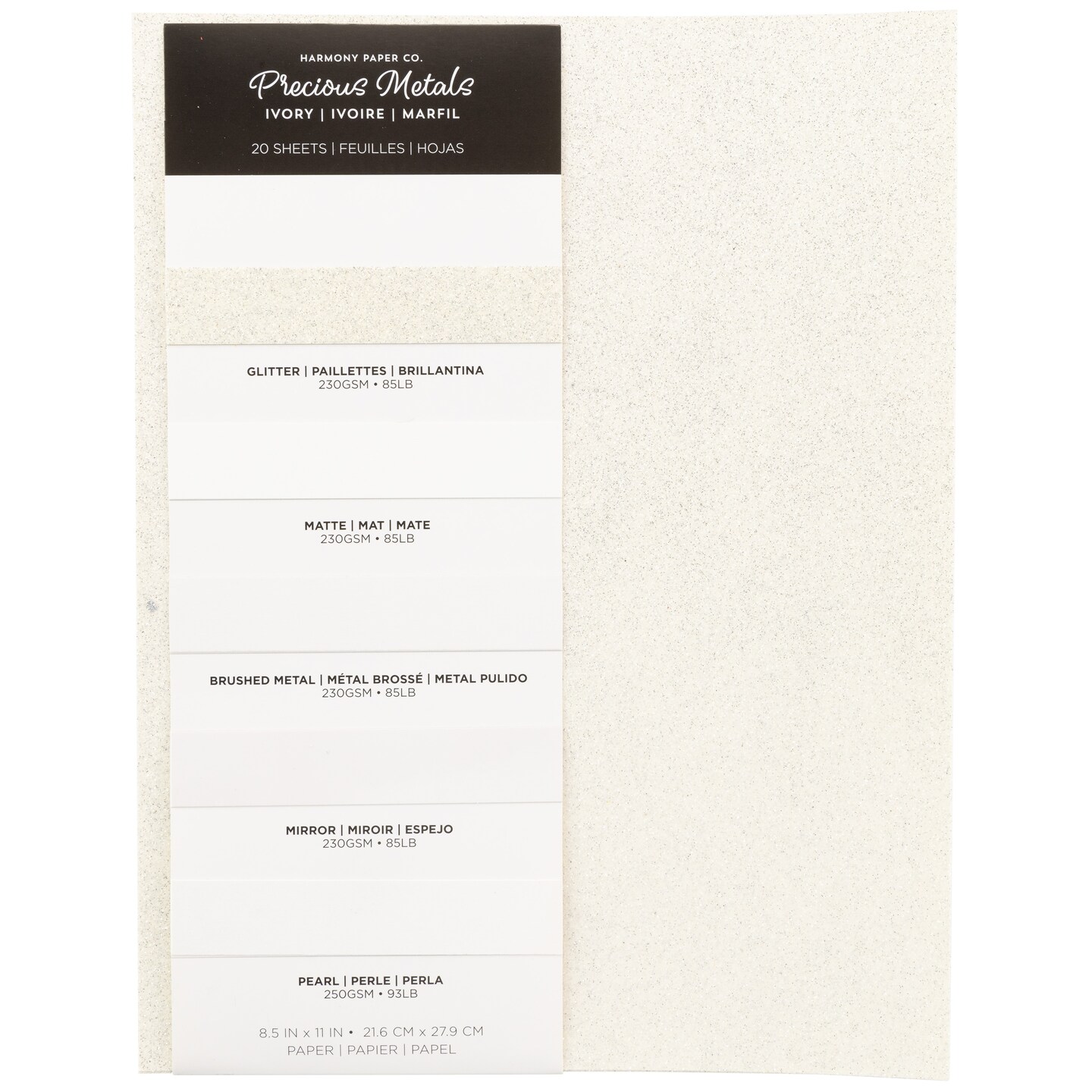 Harmony Precious Metals Cardstock 8.5"X11" 20/Pkg-Ivory