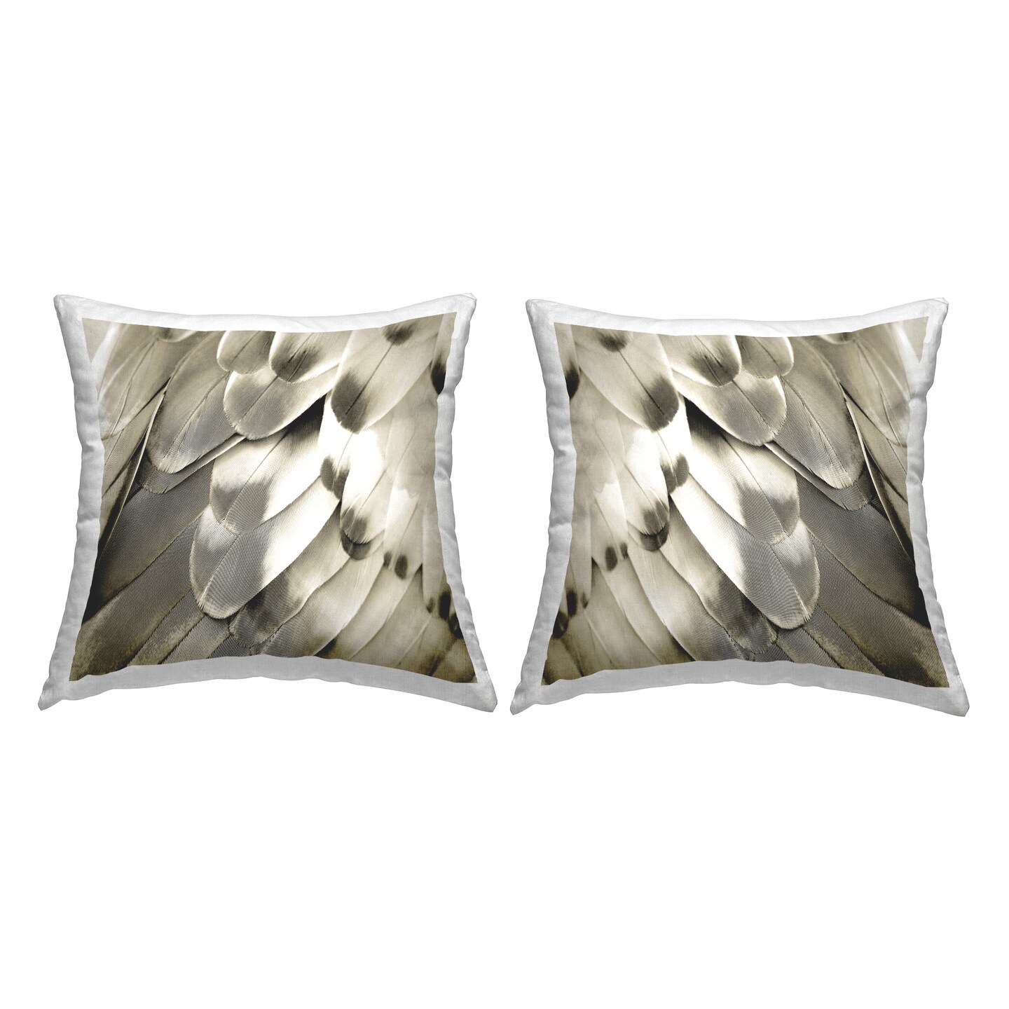 Feather Details Bird Wings 2 PC Decorative Printed Throw Pillow Set Design by Julia Bosco, 18 x 7 x 18